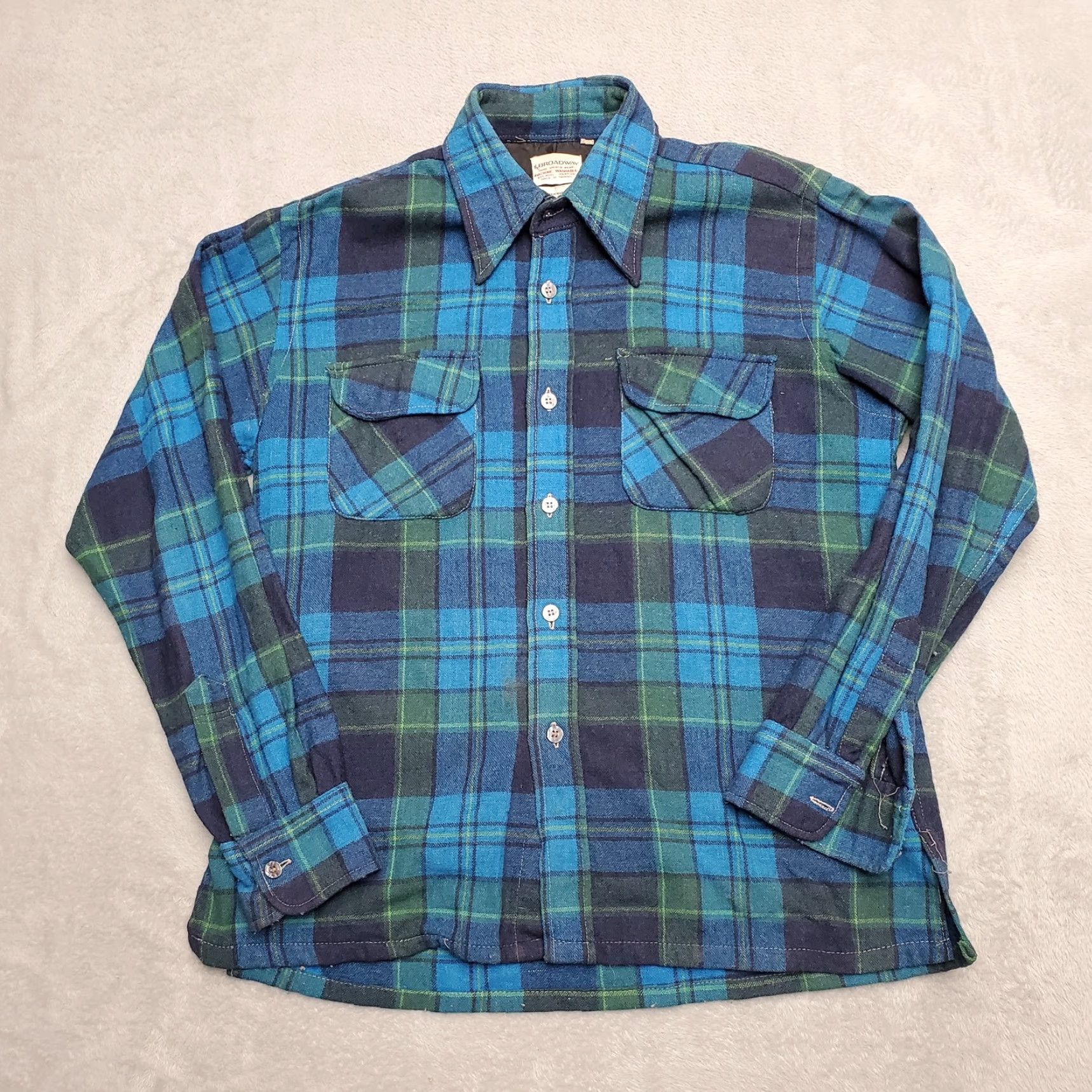 Vintage VINTAGE The Broadway Shirt Mens M Blue Plaid Wool Flannel Shirt Size US M / EU 48-50 / 2 - 2 Thumbnail