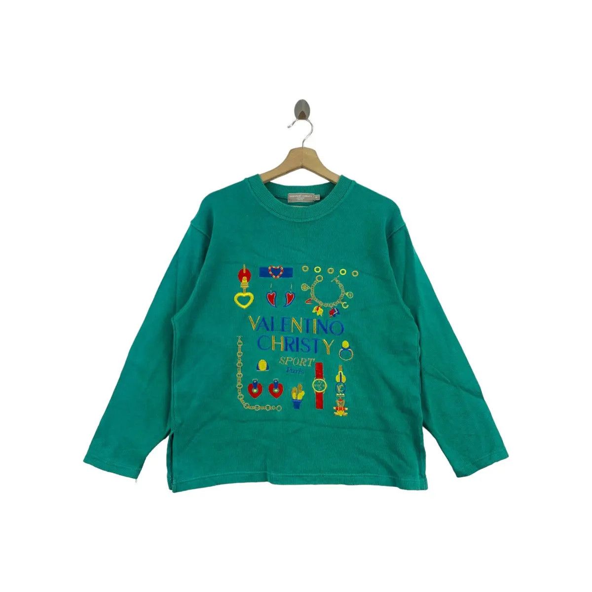 Vintage Vintage VALENTINO CHRISTY PARIS Embroidered Logo Sweatshirt Size M / US 6-8 / IT 42-44 - 1 Thumbnail