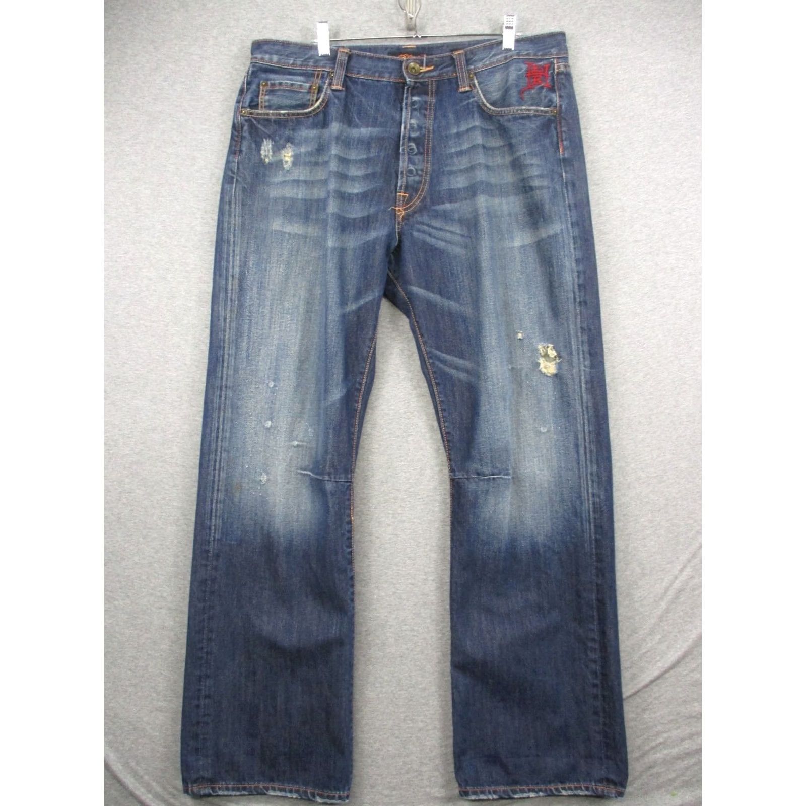 Ed Hardy VINTAGE Ed Hardy by Christian Audigier Jeans 38 Blue Embroidered Love Kills Slowly Mens Size US 38 / EU 54 - 2 Thumbnail