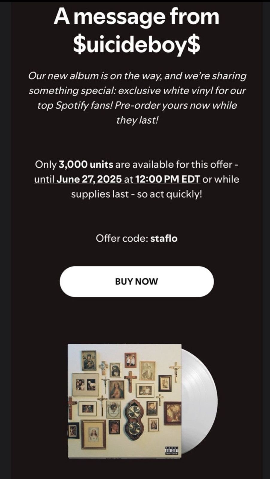 G59 Records $uicideboy$ Thy Kingdom Come LE 3000 Vinyl Spotify Size ONE SIZE - 2 Thumbnail