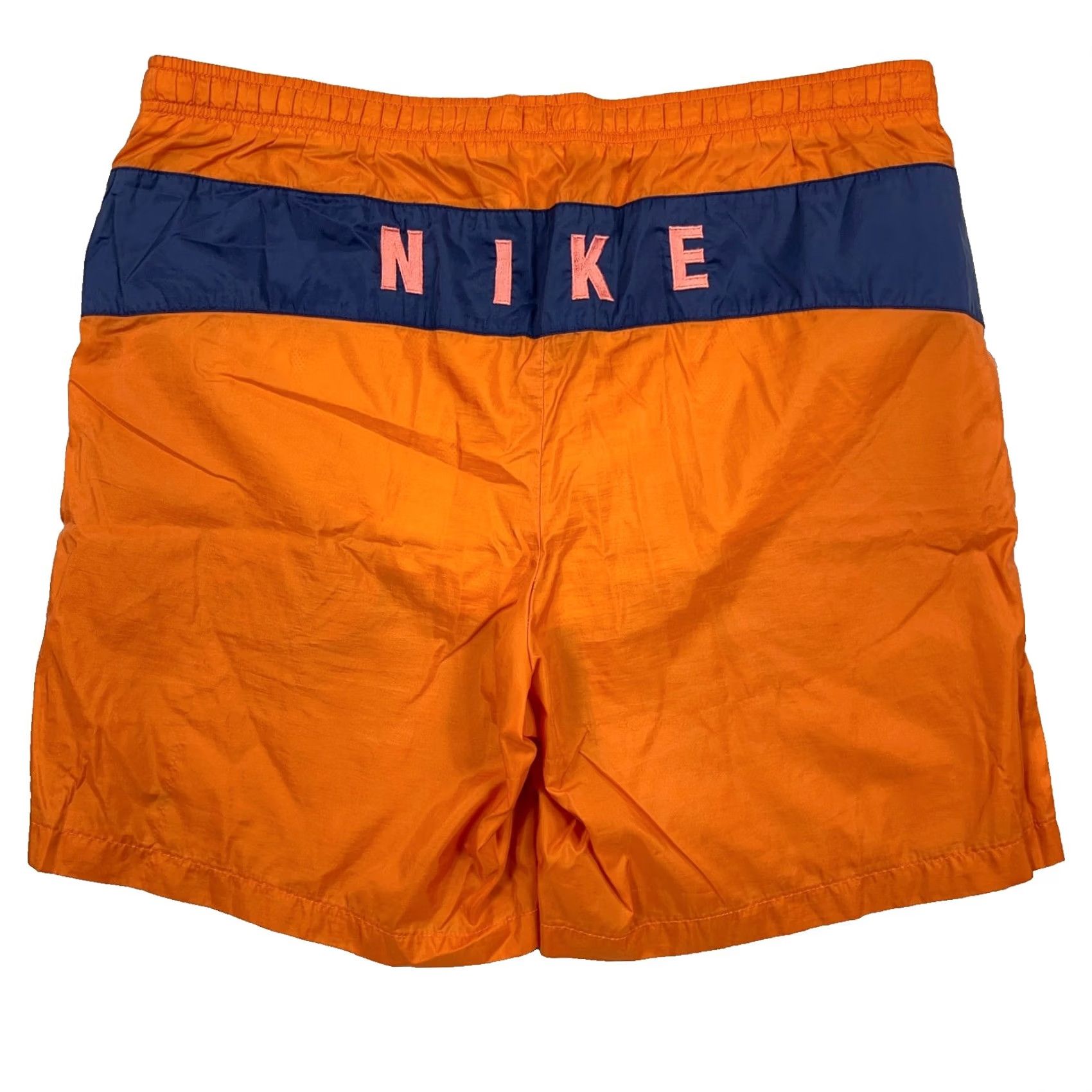 Nike VINTAGE Nike Swim Trunks Men Large Orange Blue Board Shorts Spellout Adult Size US 33 - 2 Thumbnail