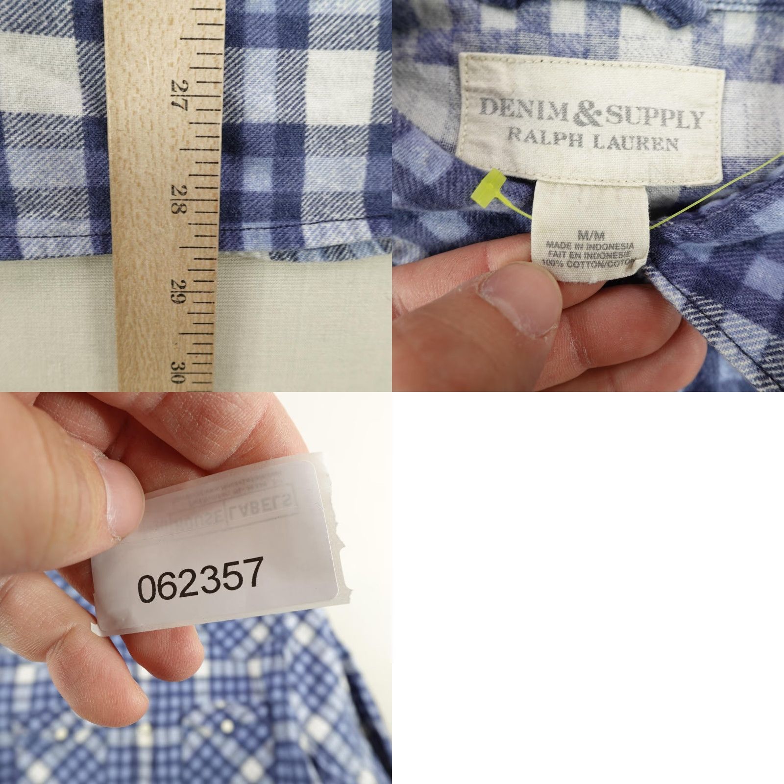 Ralph Lauren Ralph Lauren Denim & Supply Shirt Men Medium Blue & White Plaid Flannel Western Pearl Snap Mens Size US M / EU 48-50 / 2 - 8 Thumbnail