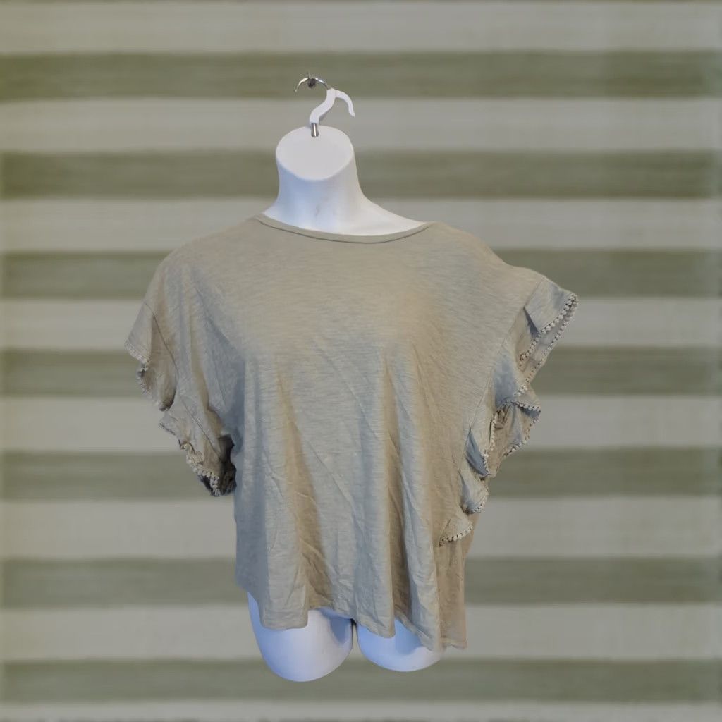 Vintage Cotton Bleu Blouse Batwing Sleeve Eyelet Trim 2X Greenish Gray 100% Cotton Womens Plus Size Casual Shirt Boho Hippie Dressy Theme 90s? Size XXL / US 16-18 / IT 52-54 - 1 Thumbnail