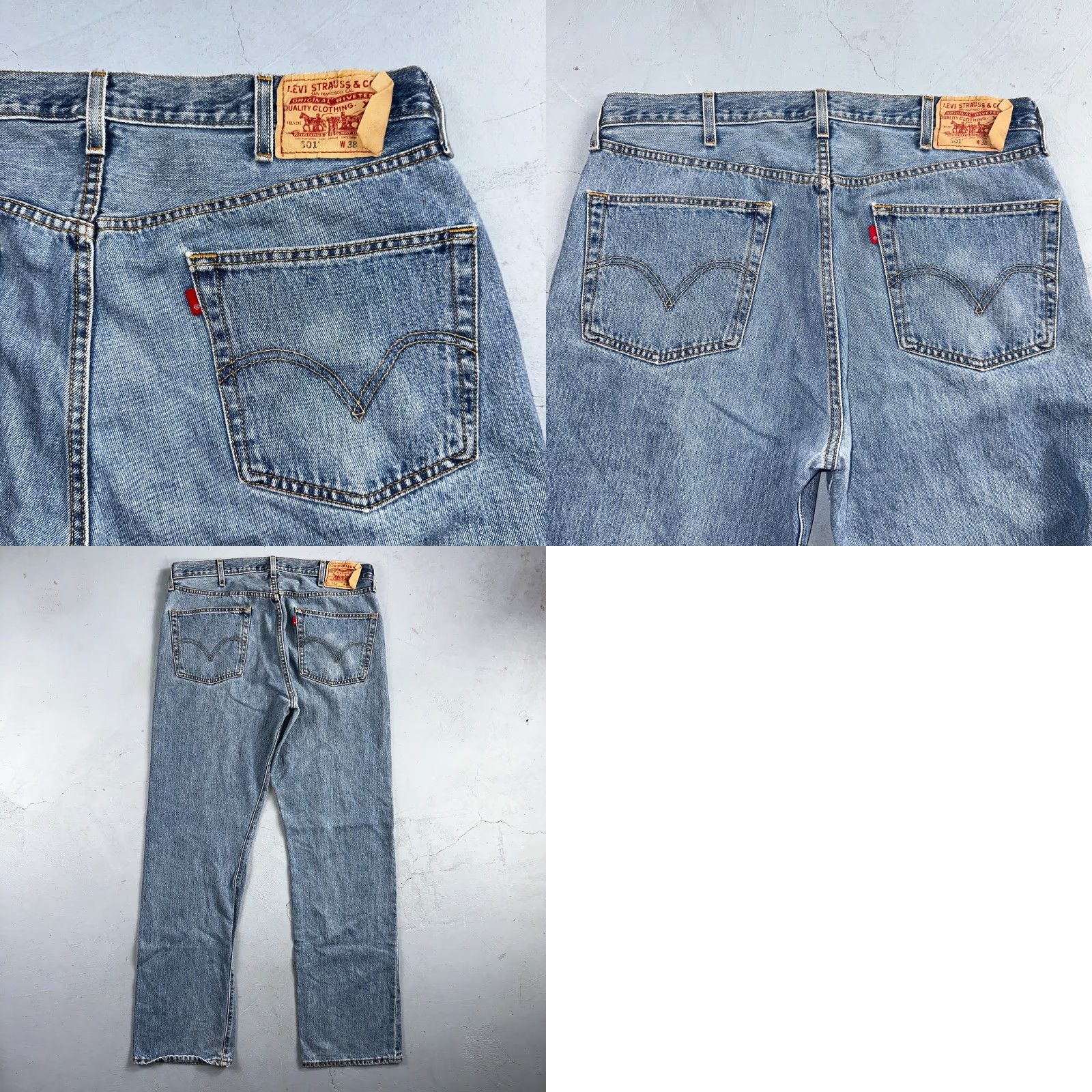 Levi's VINTAGE Levi's 501 Jeans Straight Men's Blue Light Wash 38x34 90s 501 Series 5-Pocket Denim Cotton Regular Size US 38 / EU 54 - 10 Thumbnail