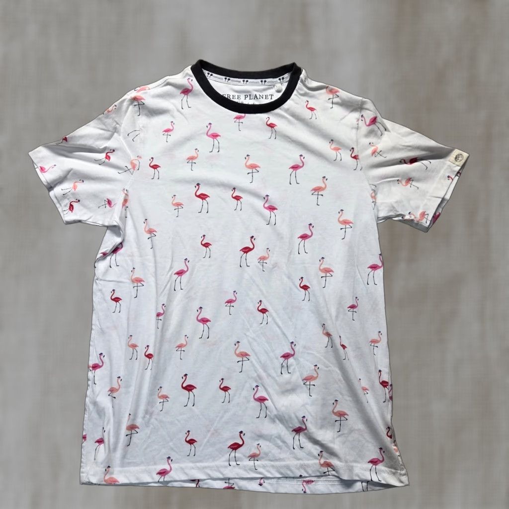 Vintage Free Planet Shirt Women White All Over Flamingos Short Sleeve Adult Small XS? Size S / US 4 / IT 40 - 1 Thumbnail