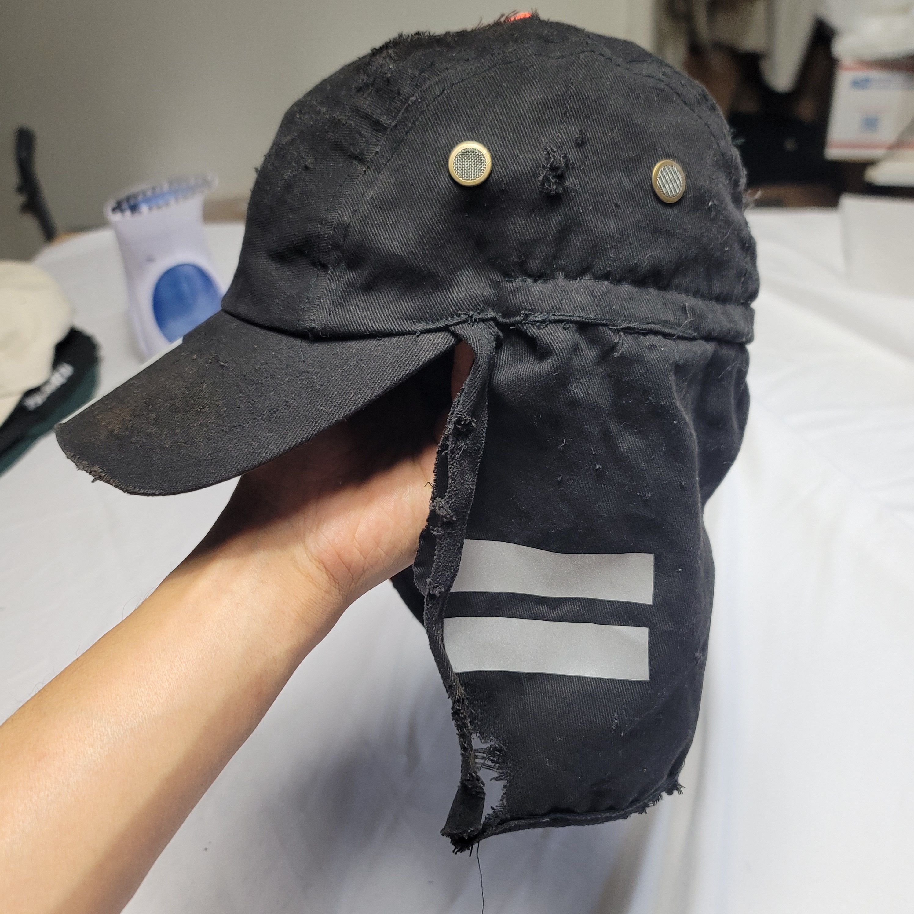 Designer Distressed Black Cap with Pink Underlay Accents Size ONE SIZE - 1 Thumbnail