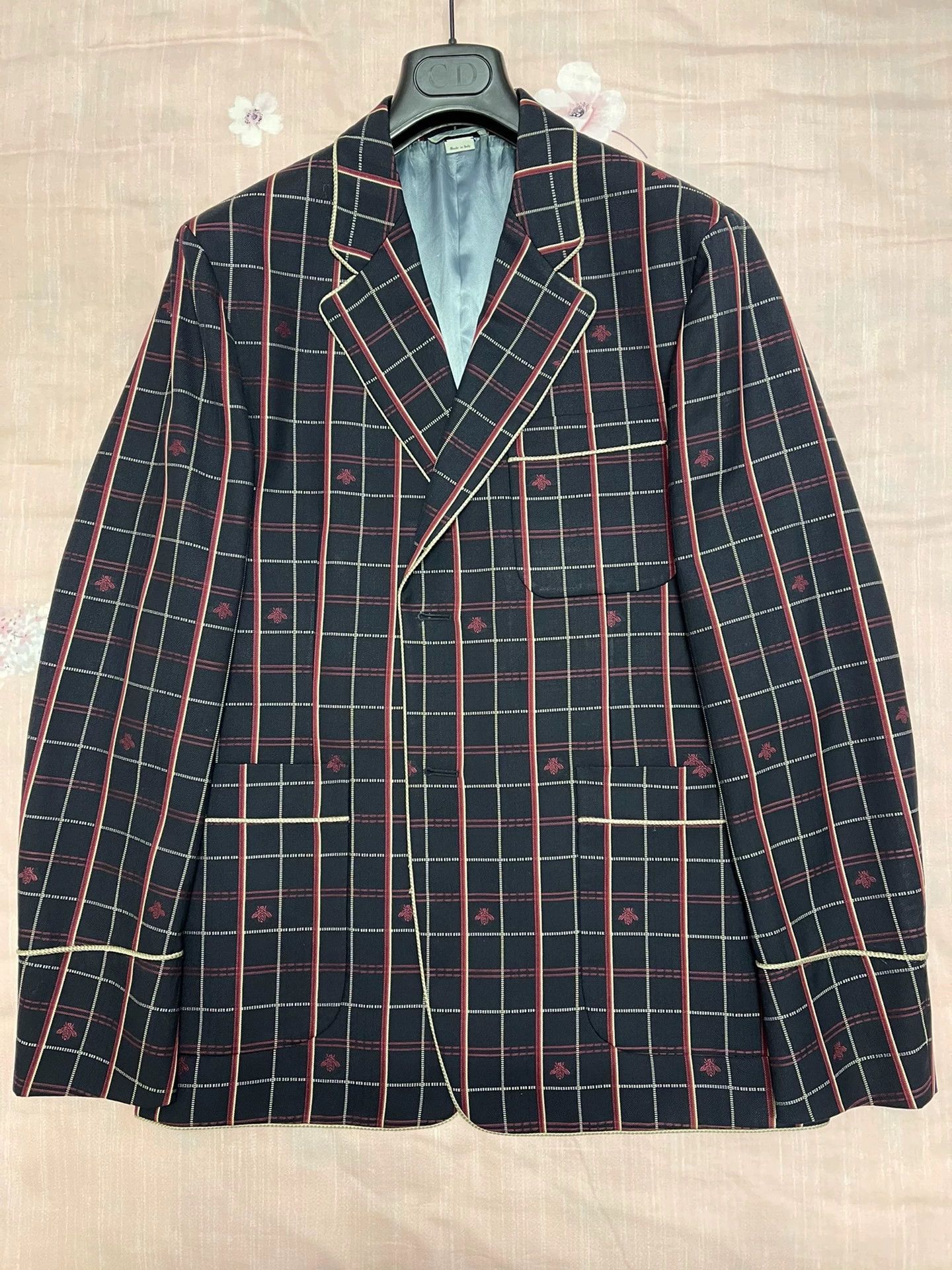 Gucci Gucci Bumblebee OS Navy Check Wool Blazer Men's 48 Size 48R - 1 Thumbnail