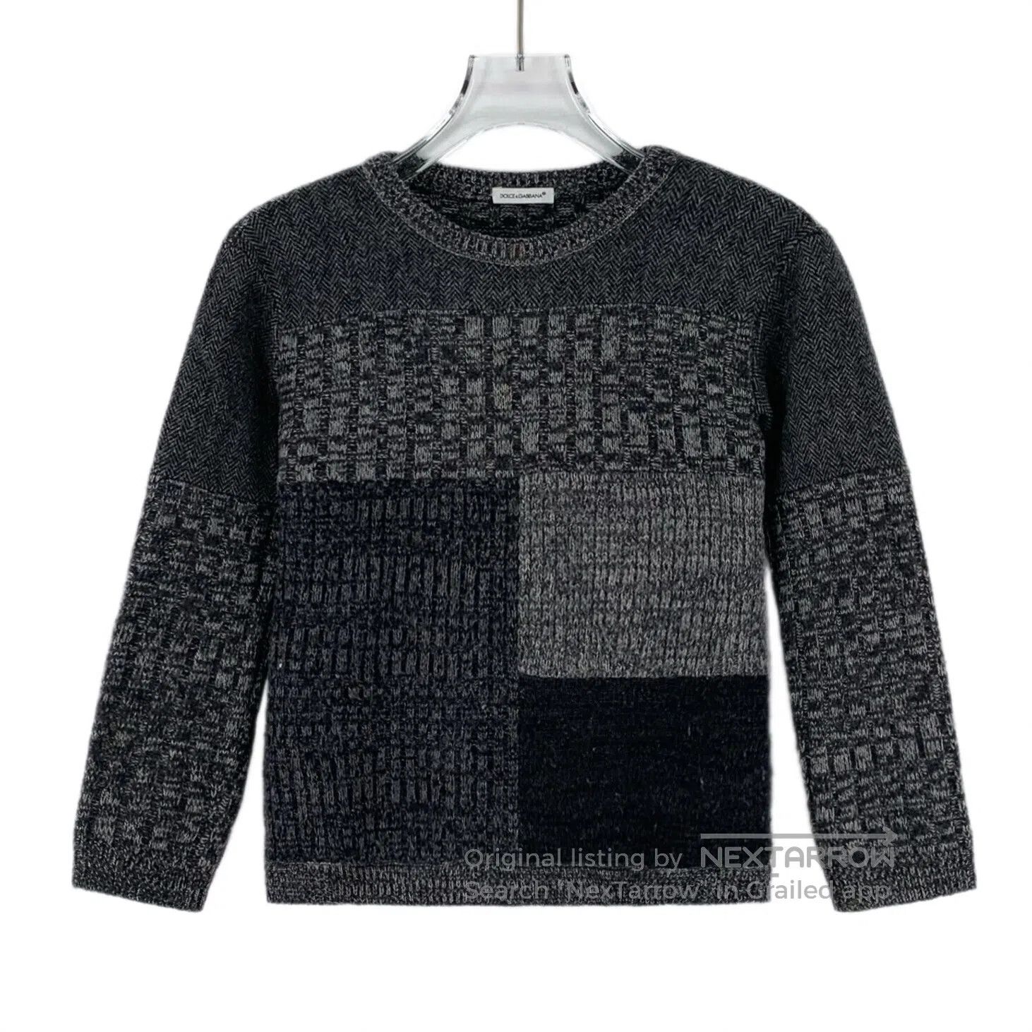 Dolce & Gabbana Dolce Gabbana Black and gray contrast wool round neck long Size US M / EU 48-50 / 2 - 1 Thumbnail