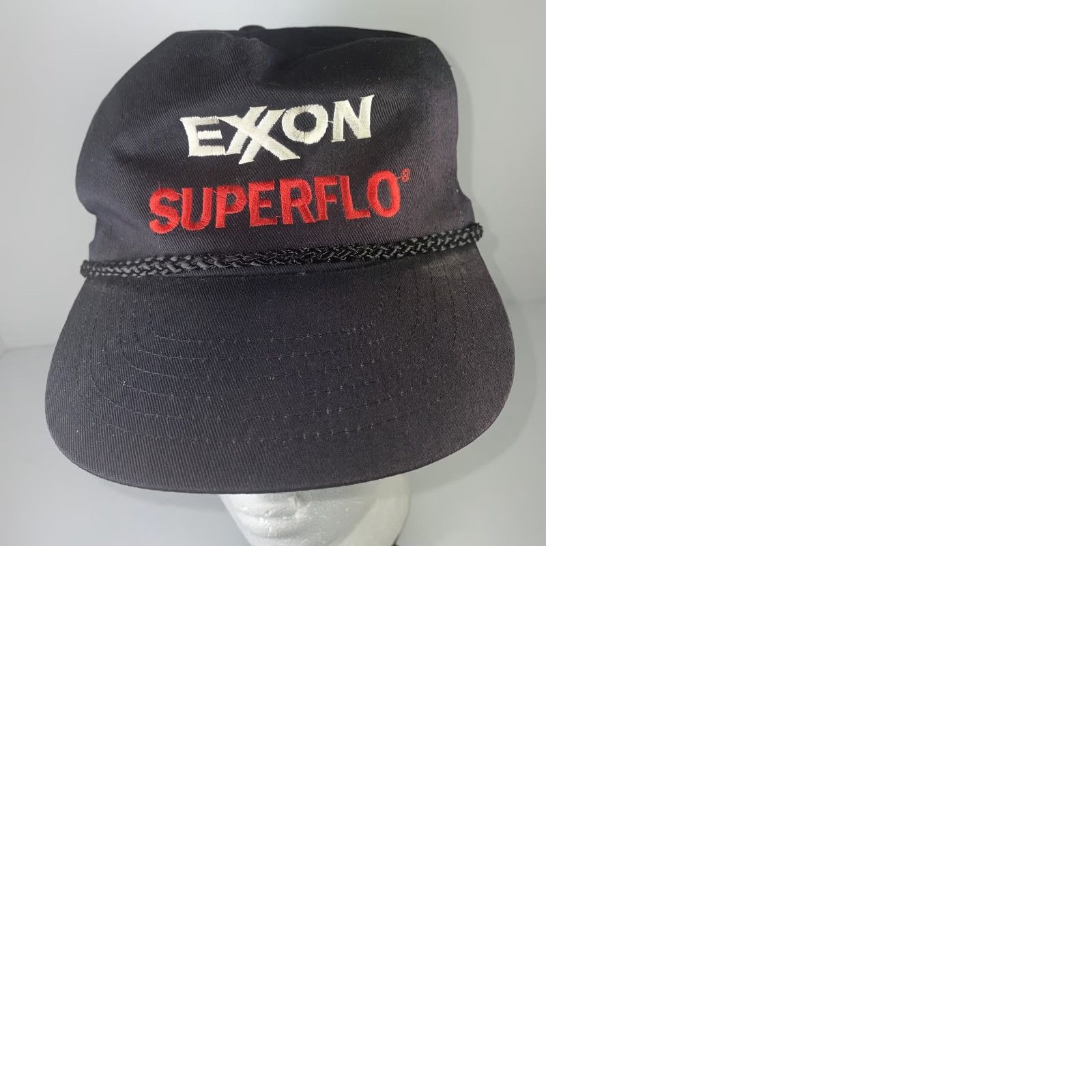 Spell VTG Exxon Superflo Spell Out Hat Black Snapback Rope Baseball Cap Adjustable Hat Men Adjustable Black Rope Baseball Cap Mens Size ONE SIZE - 9 Thumbnail