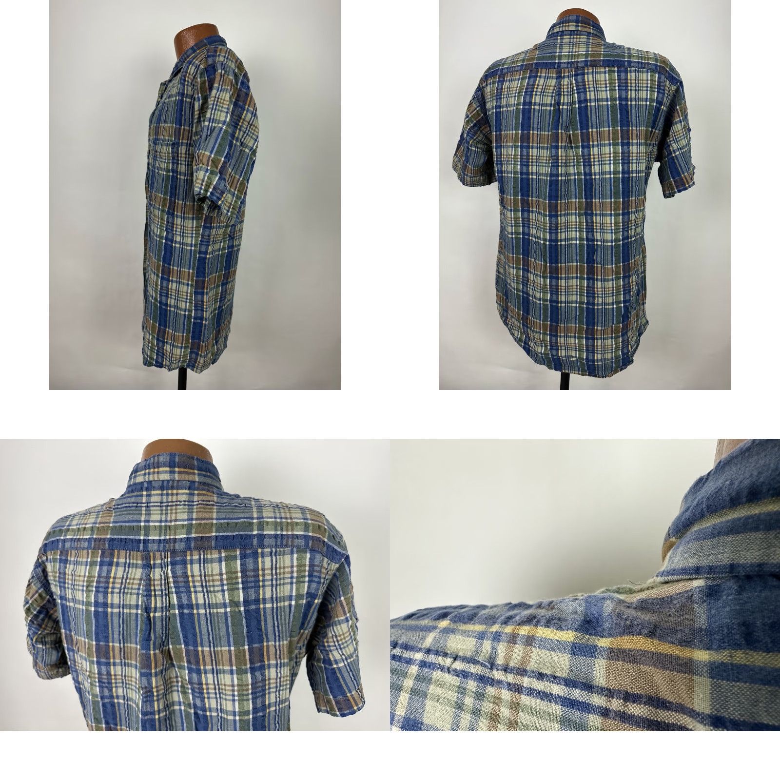 Vintage Vintage Reed St. James LOAFERS Seersucker Shirt Men M Blue Plaid Casual 90s Button-Up Size US M / EU 48-50 / 2 - 8 Thumbnail