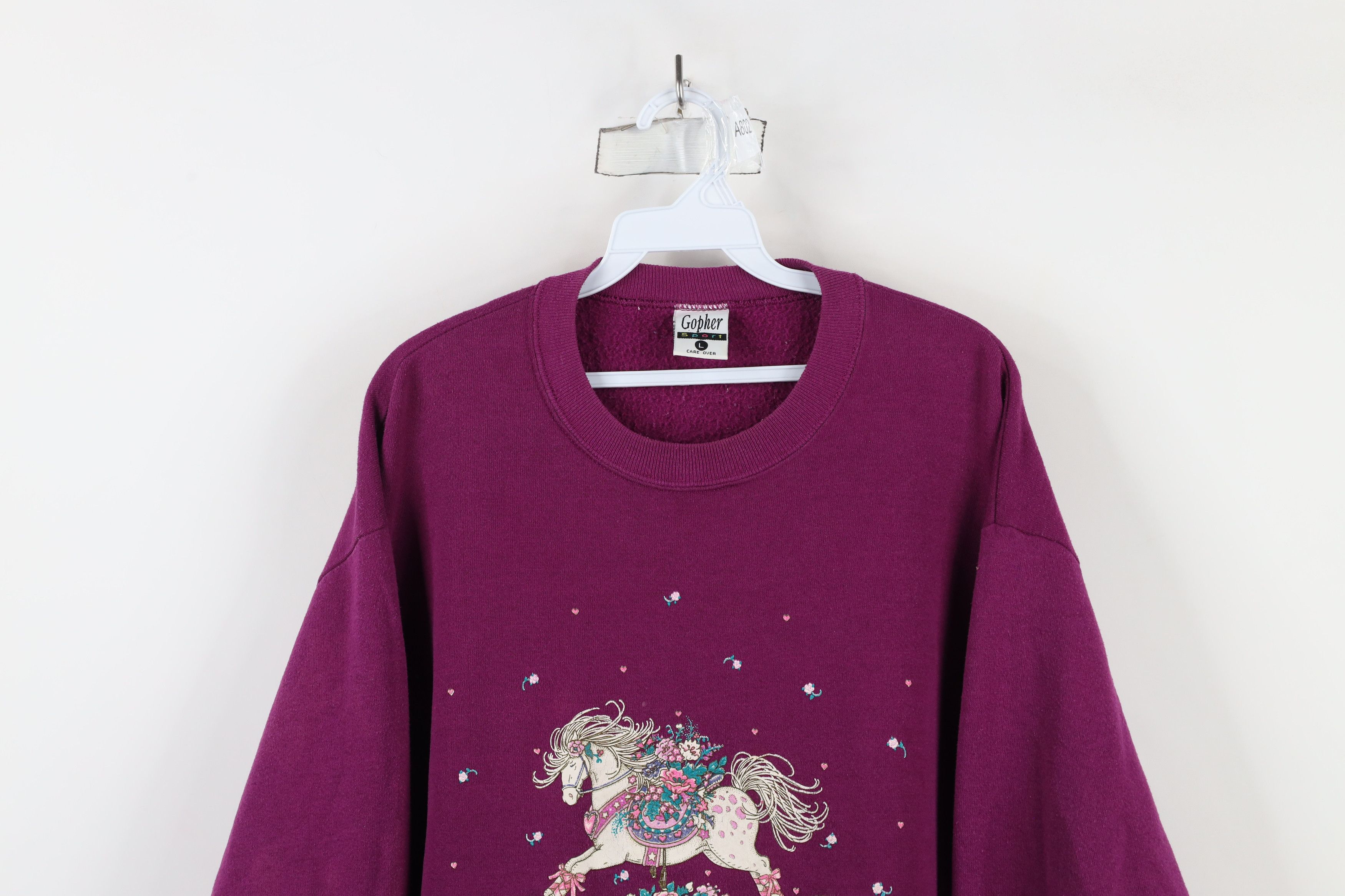 Vintage Vintage 90s Streetwear Flower Rocking Horse Sweatshirt USA Size L / US 10 / IT 46 - 2 Thumbnail