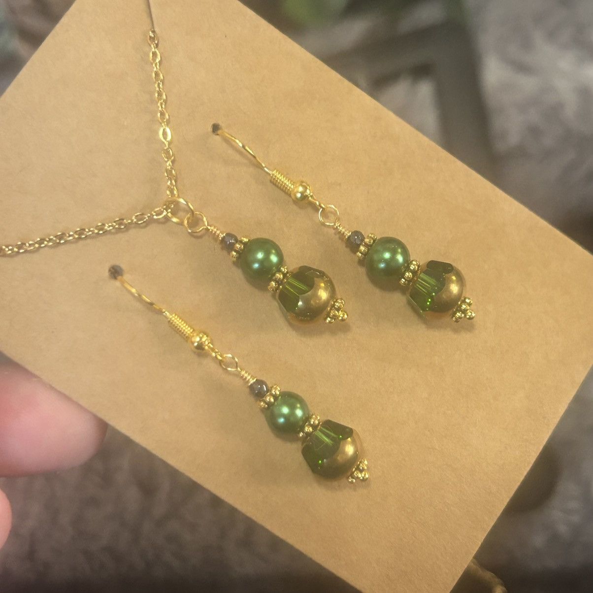 Handmade Handcrafted di-cut glass Czech pearl faceted hematite set Size ONE SIZE - 1 Thumbnail