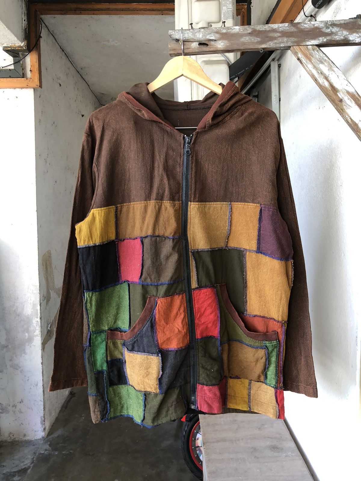 Vintage Unbrands Patchwork Zipper Jacket Hoodie Size US L / EU 52-54 / 3 - 1 Thumbnail