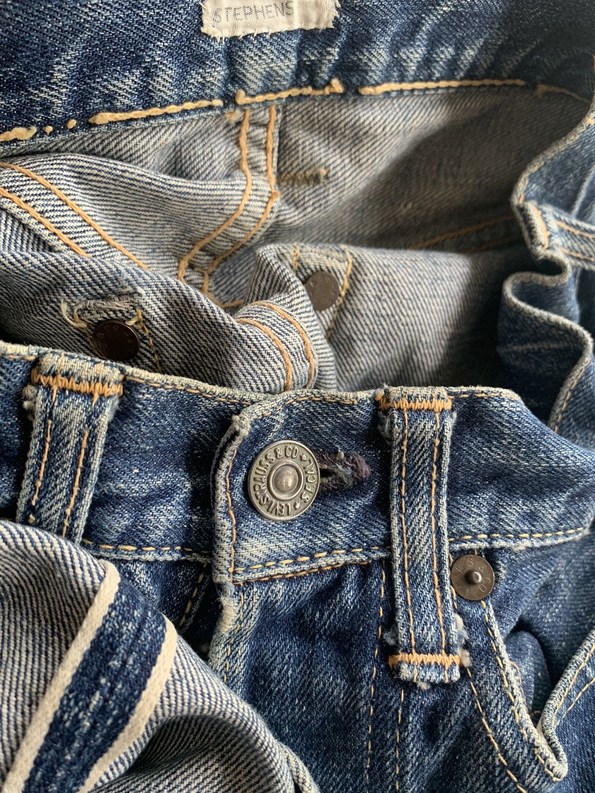 image of Levis x Levis Vintage Clothing 50S-60S Levi’S 501 Hidden Rivets Selvedge Denim Jeans in Blue (Size 