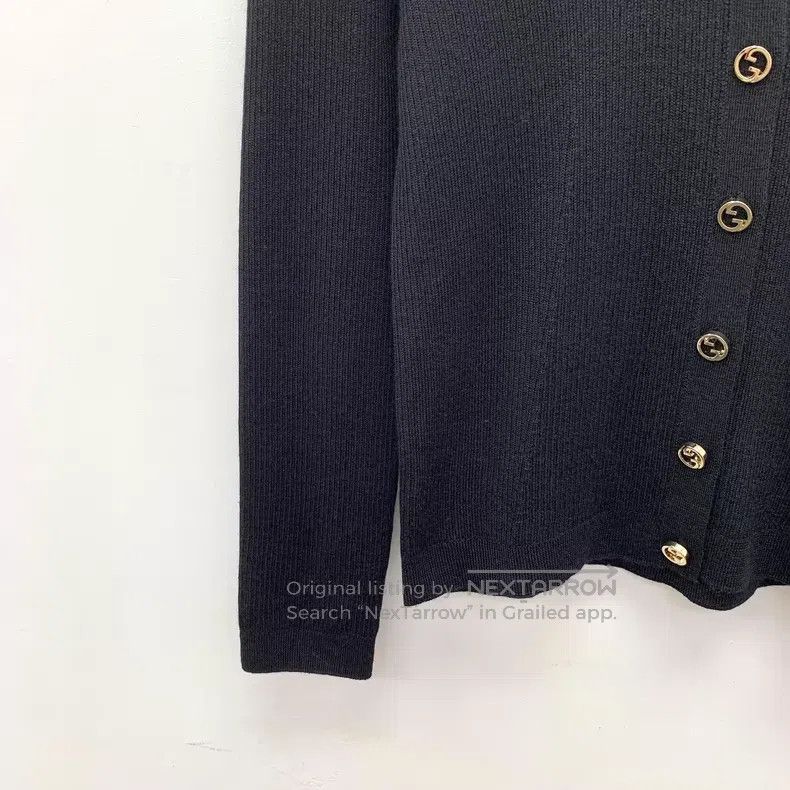 Gucci Gucci 24 black wool single-breasted long-sleeved knitted c Size L / US 10 / IT 46 - 4 Thumbnail