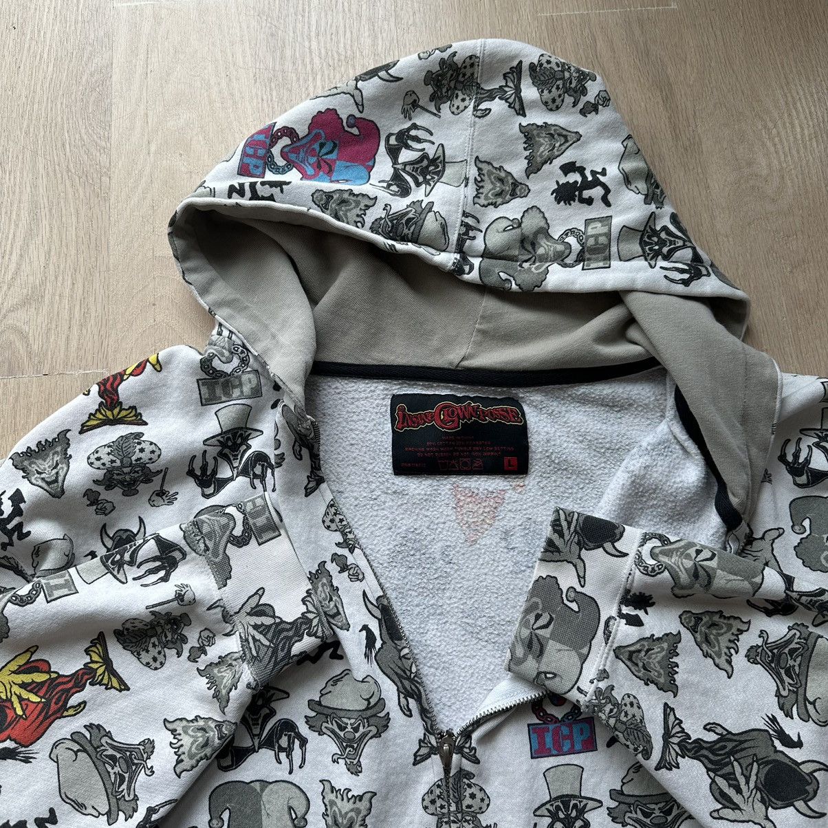 Band Tees × Rap Tees × Vintage Rare Vintage Y2K Insane Clown Posse ICP AOP Zip Up Hoodie Size US L / EU 52-54 / 3 - 7 Thumbnail