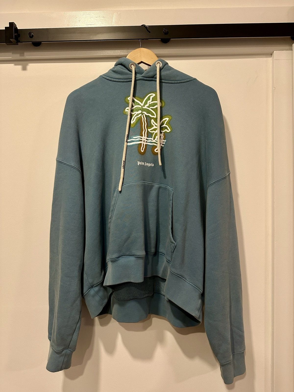 image of Palm Angels Mykonos Hoodie in Blue, Men's (Size Large)