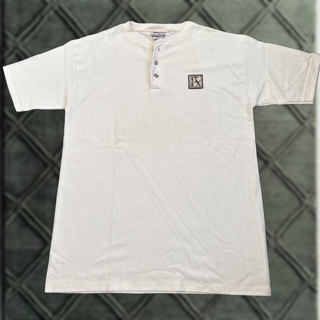 Vintage VINTAGE Dallas Texas Embroidered Henley T-Shirt Times Square Sportswear Ivory L Mens 90s Size US L / EU 52-54 / 3 - 1 Thumbnail
