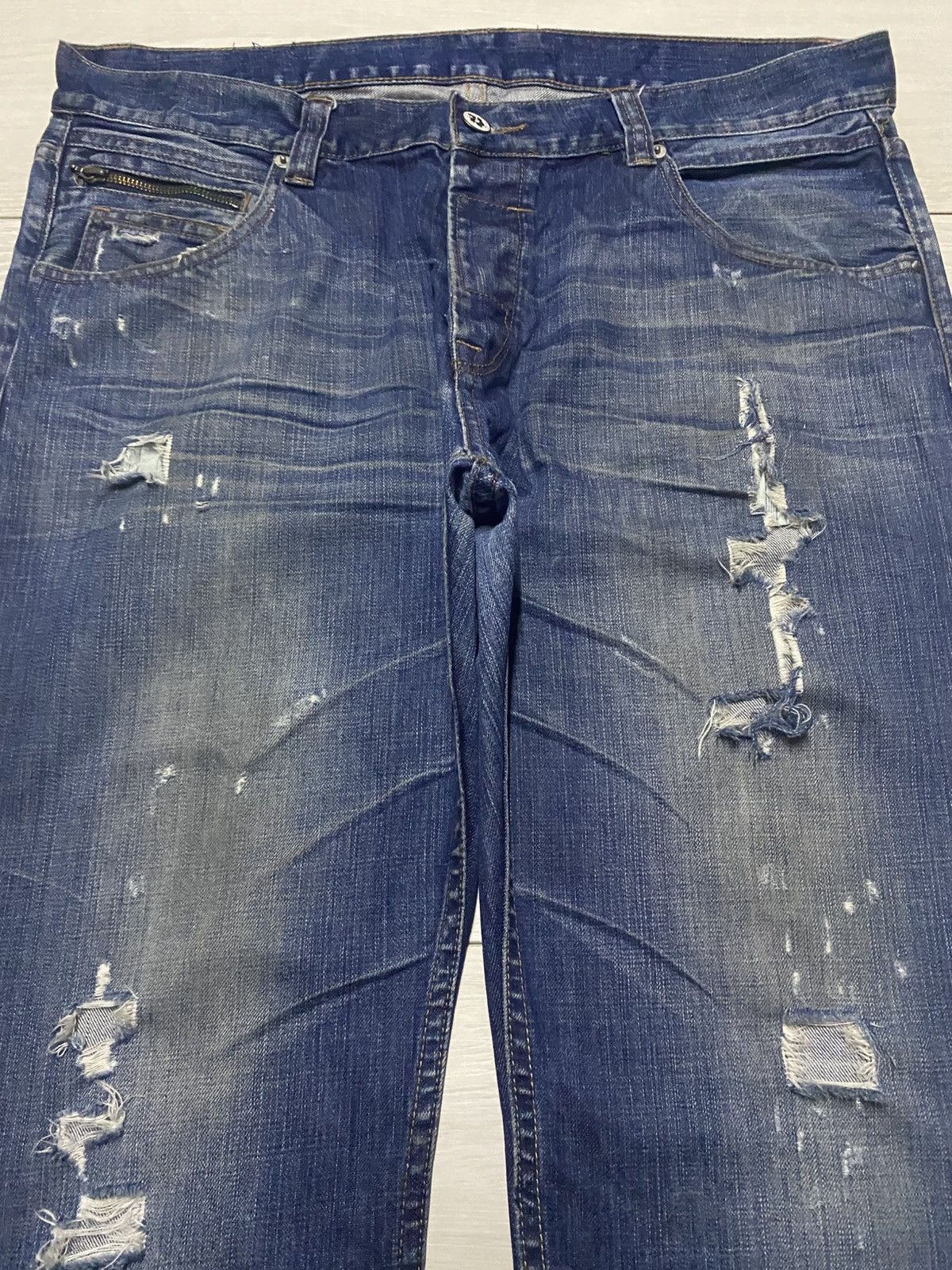 Lee × Vivienne Westwood Vintage Lee Cooper Whisker Faded Wash Distressed Jeans Size US 38 / EU 54 - 3 Thumbnail