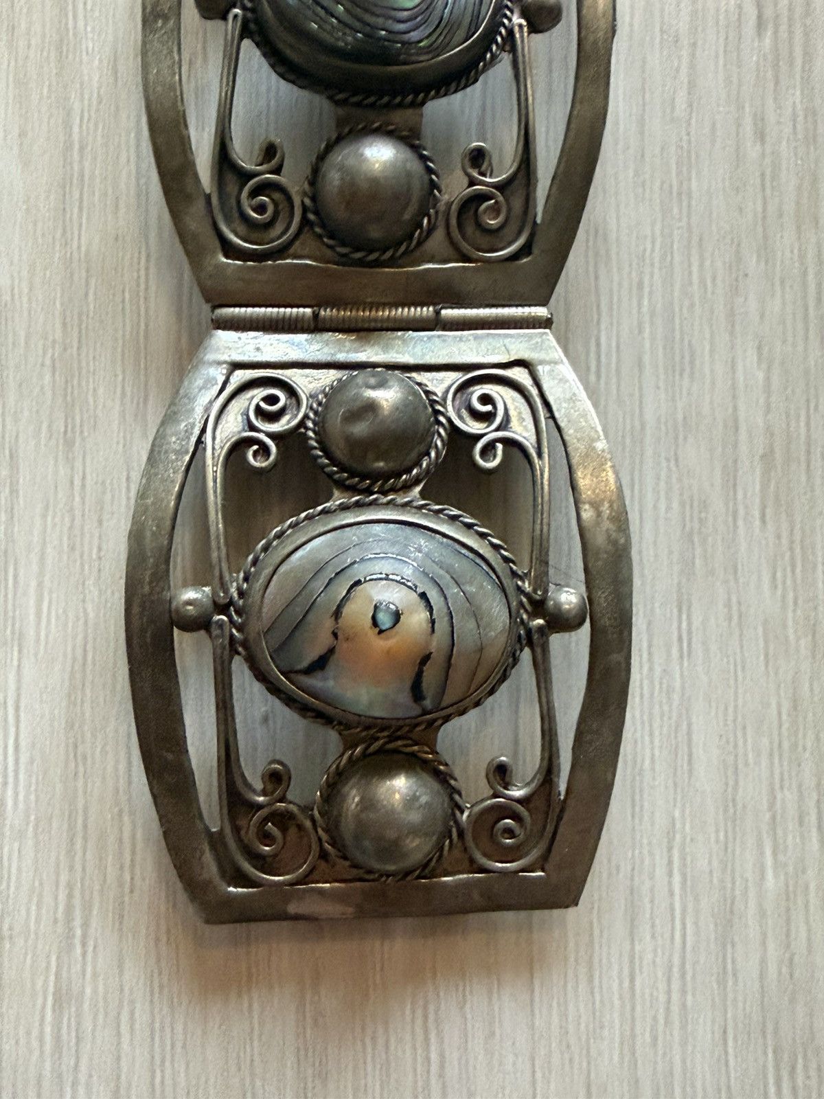 Vintage Vintage Taxco Mexico Sterling Silver Bracelet Abalone Panel Size ONE SIZE - 5 Thumbnail