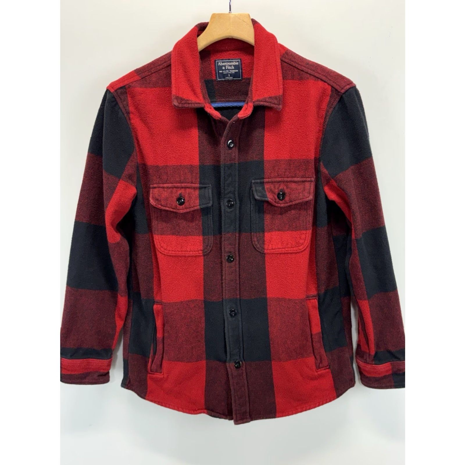 Abercrombie & Fitch Abercrombie & Fitch Flannel Shirt Jacket Mens S Red Buffalo Check Heavy Shacket Button-Up Plaid Grunge Retro Pockets Size US S / EU 44-46 / 1 - 2 Thumbnail