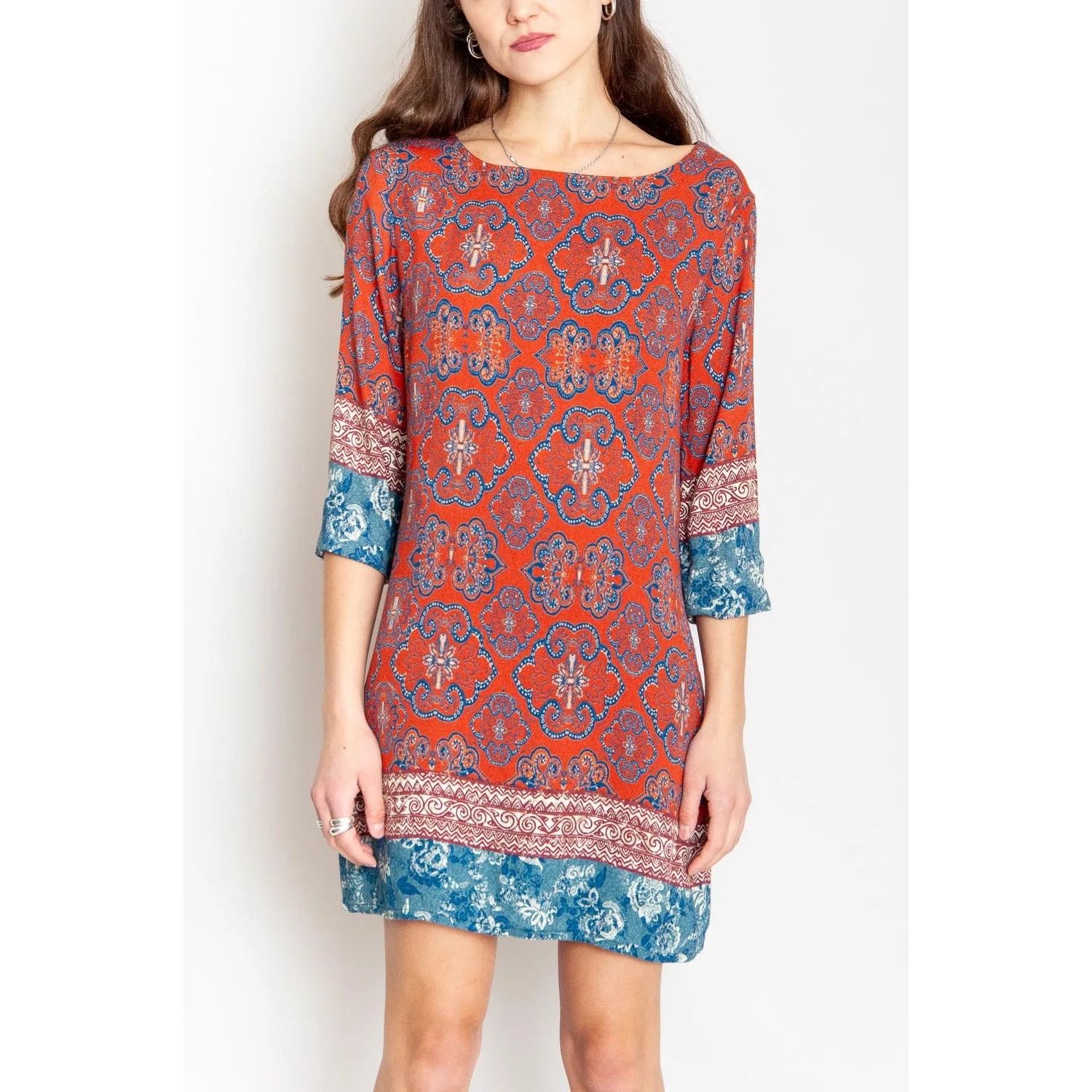 Desigual Desigual Tina Mini Dress Pattern Print Red Blue Size 40 / M Size M / US 6-8 / IT 42-44 - 2 Thumbnail
