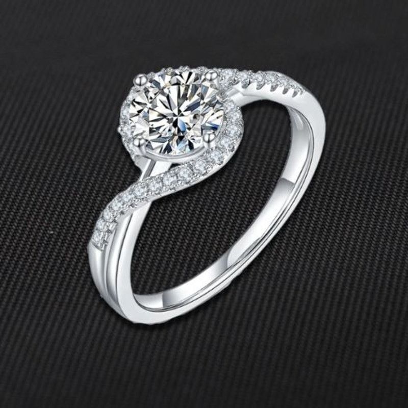 Other Moissanite Twist Band Engagement Ring Waves Silver 7 NWT Size ONE SIZE - 10 Thumbnail
