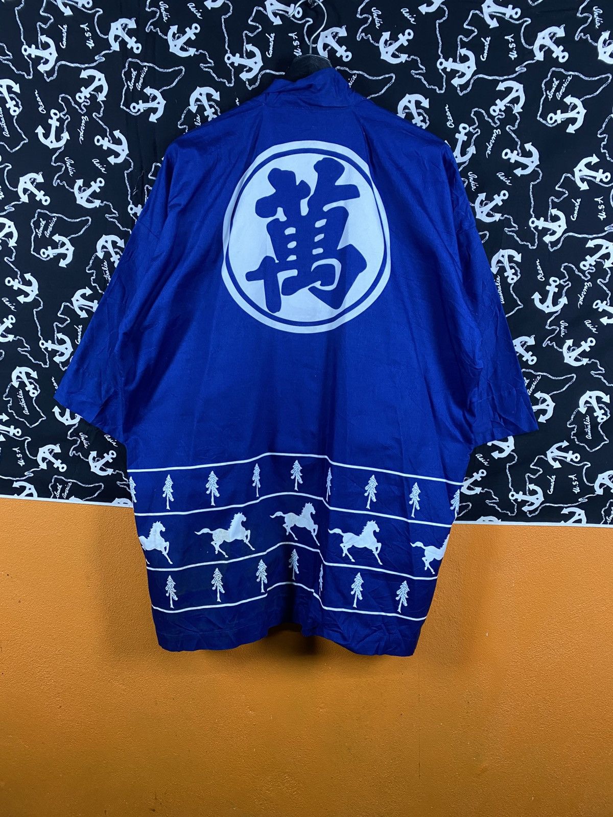 Japanese Brand Vintage Japanese Happi Coat Blue Kanji Print Festival Size US M / EU 48-50 / 2 - 6 Thumbnail