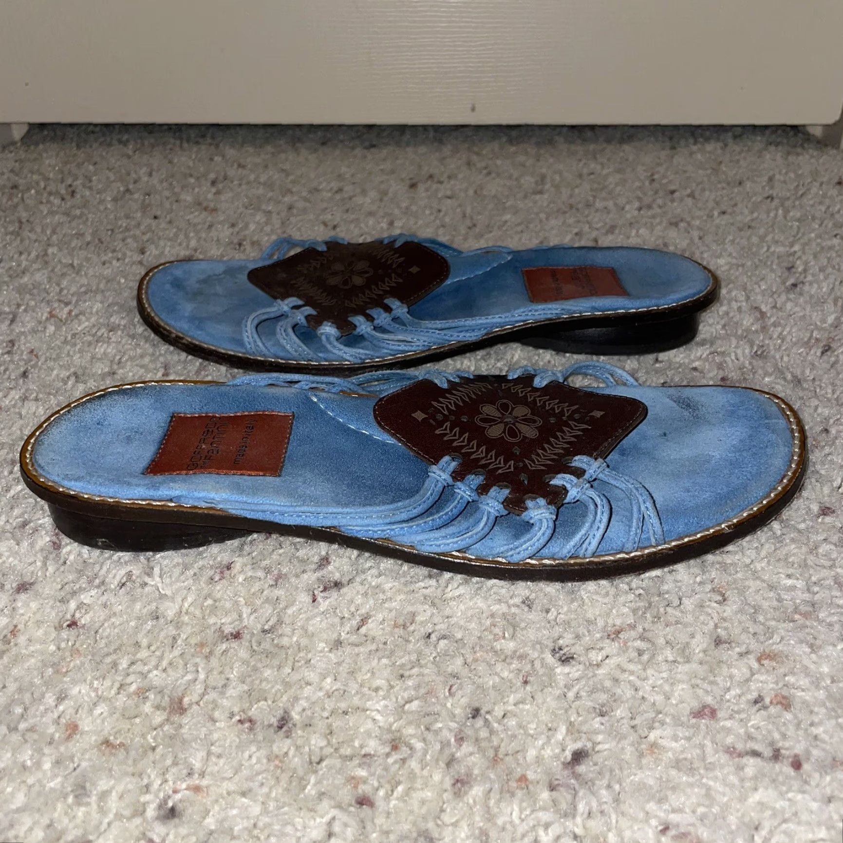 Vintage Goffredo Fantini Blue Flats Womens 38.5 38 1/2 Leather Flat Womens Blue Shoes Size US 9 / IT 39 - 6 Thumbnail