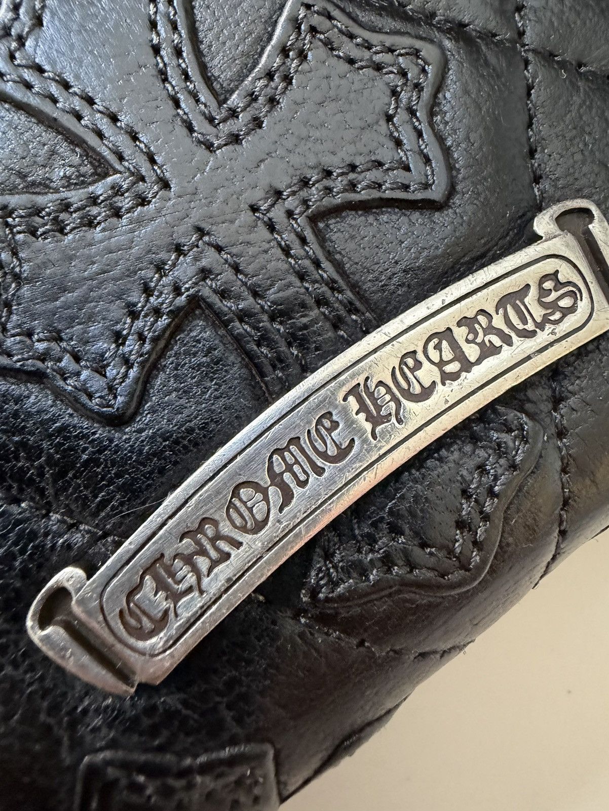Chrome Hearts Chrome Hearts Cemetery Black Leather Cross Patch Zip Wallet Size ONE SIZE - 5 Thumbnail