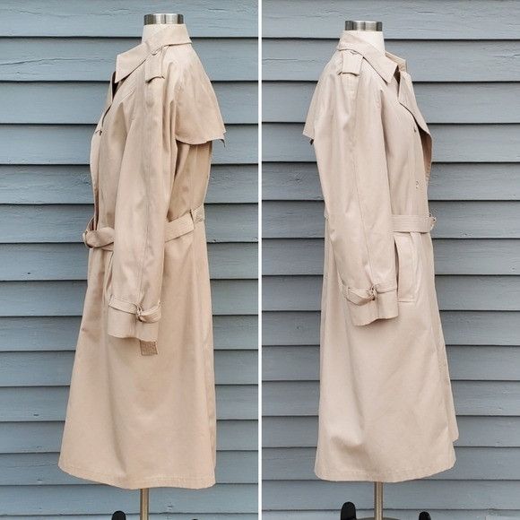 Vintage Vintage 80s London Fog Double Breasted Belted Khaki Faux Fur Size 3XL / US 20-22 - 2 Thumbnail