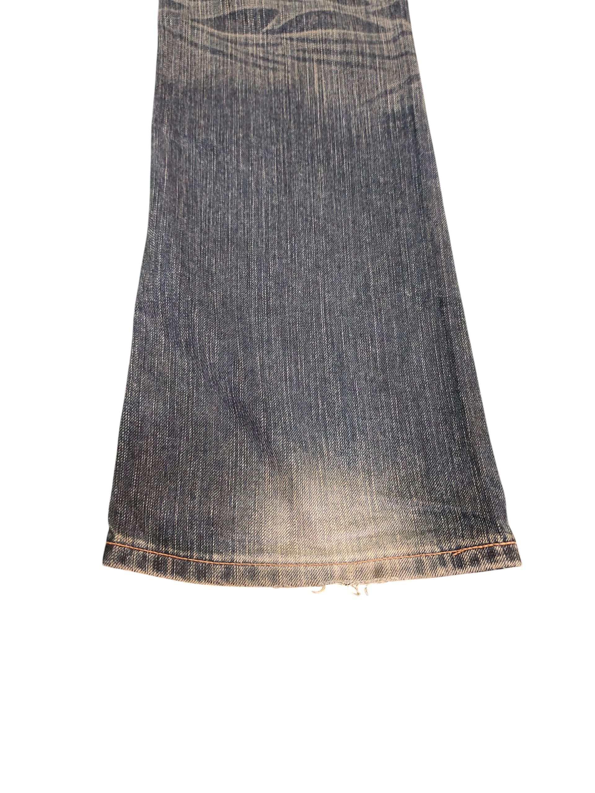 Tornado Mart Flare Jeans Edwin Blue Trip Leather Trim Clawmark Bootcut Size US 29 - 7 Thumbnail