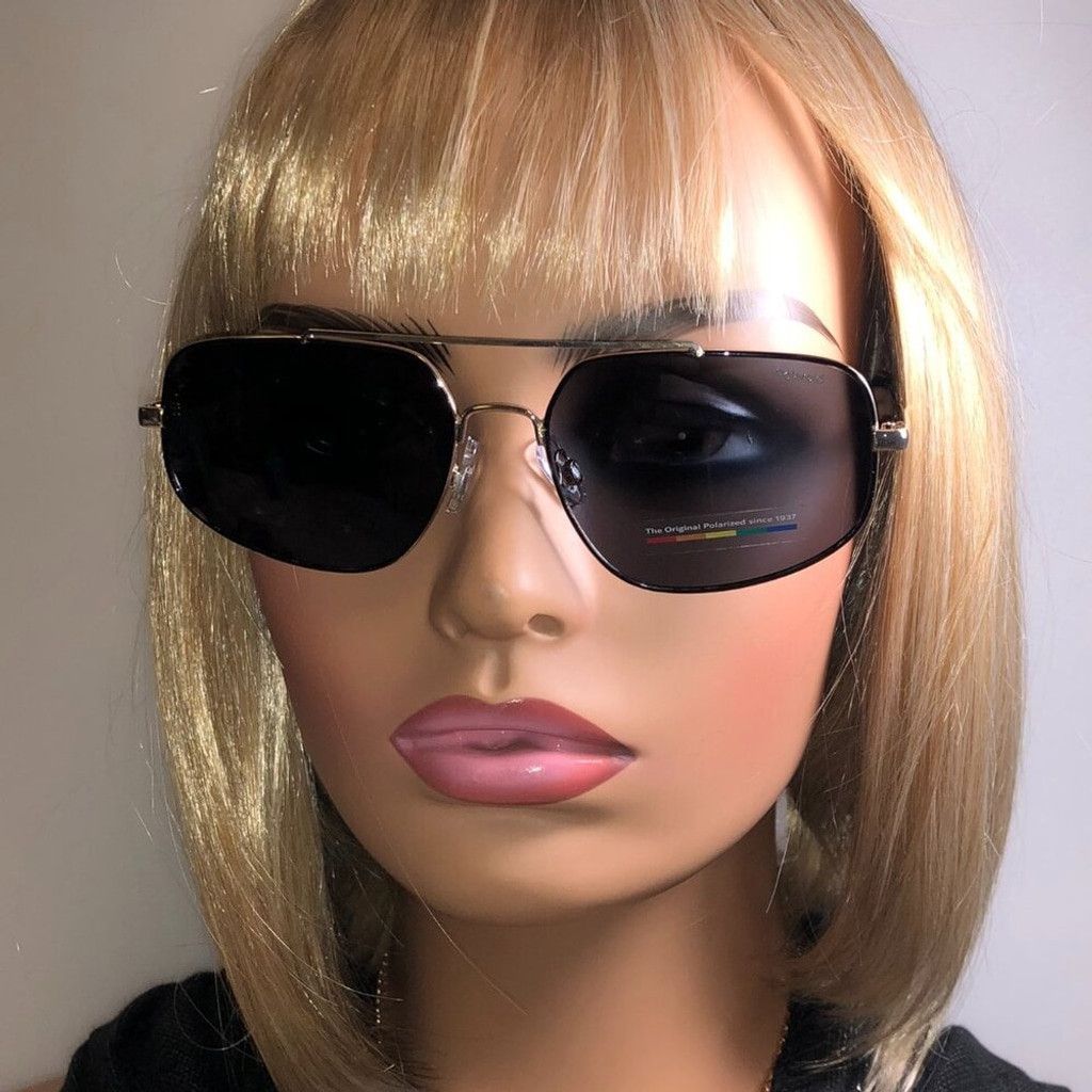 Polaroid Polaroid Black & Gold Polarized Aviator Sunglasses Size ONE SIZE - 1 Thumbnail