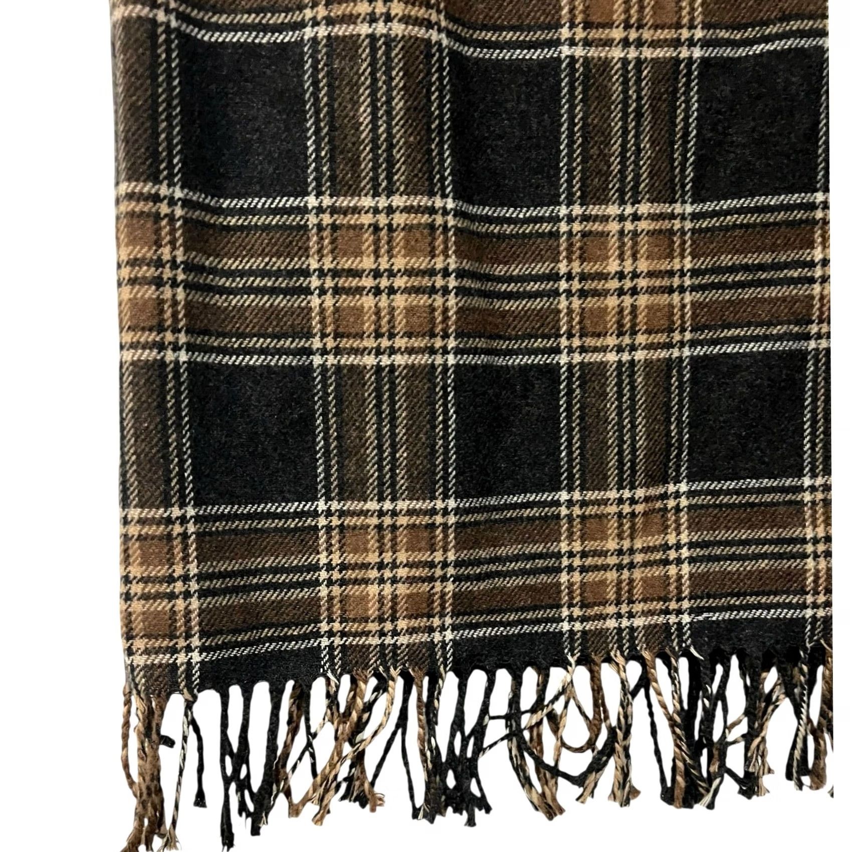 Vintage VINTAGE David N. Plaid Wool Blend Midi Wrap Skirt Buckle Fringe Size 10 Women’s, 90s Academia, Fall/Winter, Button Closure, Brown Size 32" / US 10 / IT 46 - 5 Thumbnail