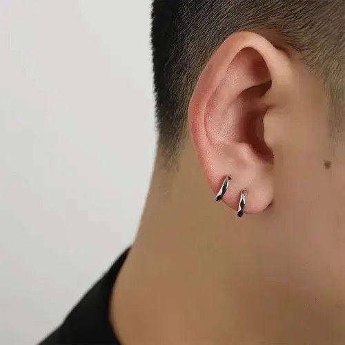 Designer 100%925 silver retro punk earrings Size ONE SIZE - 2 Thumbnail