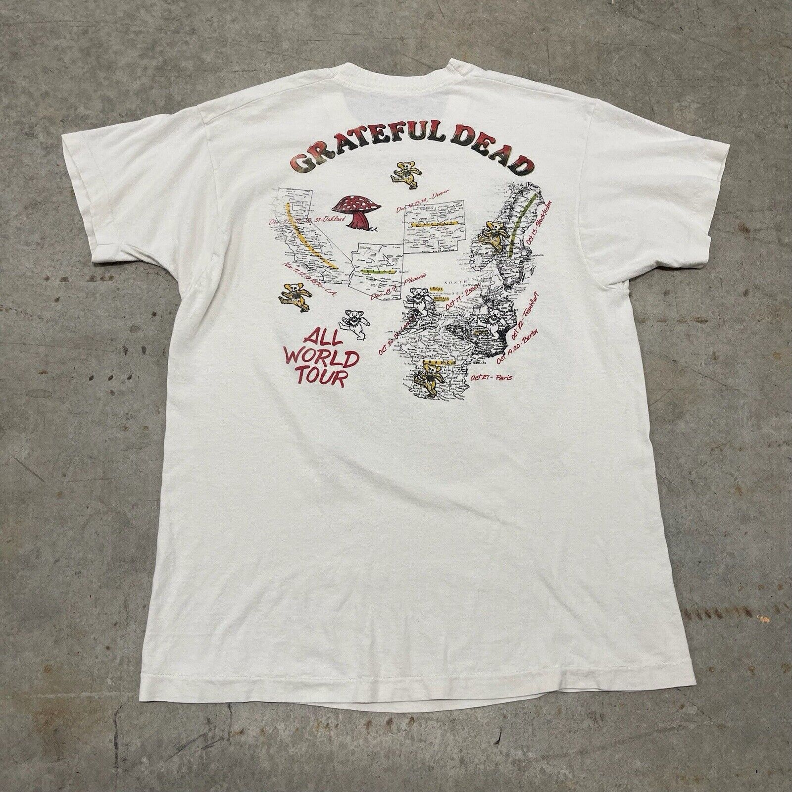 Band Tees × Grateful Dead × Vintage Vintage 1990 Grateful Dead World Tour Clown Graphic T-shirt Size US M / EU 48-50 / 2 - 5 Thumbnail