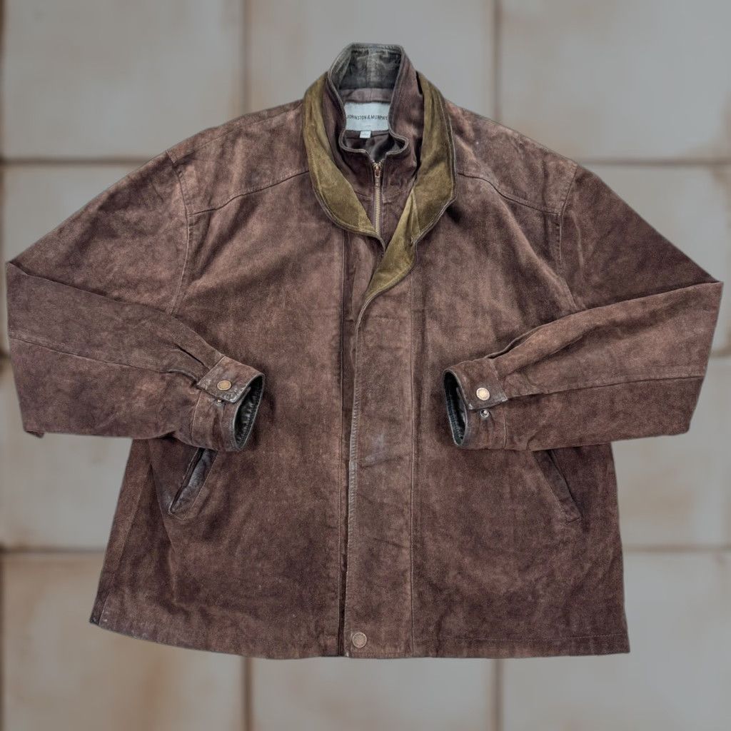 Johnston & Murphy Johnston & Murphy Jacket Men's L Brown Suede Leather Zip Up Lined Insulated Jacket Size US L / EU 52-54 / 3 - 1 Thumbnail