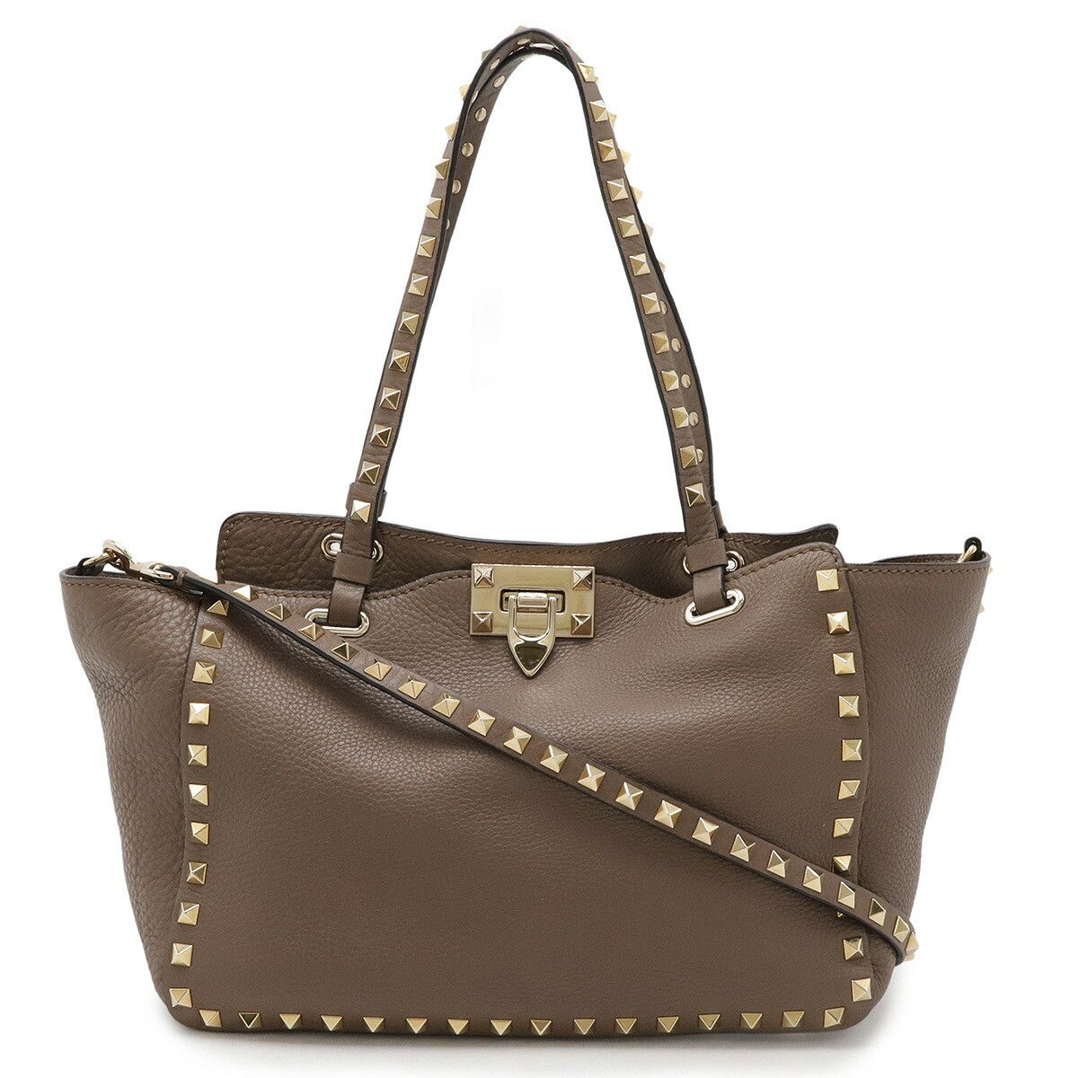 Valentino Valentino Garavani Rockstud 2Way Bag Leather Leather Shoulder Bag in Brown, Women's