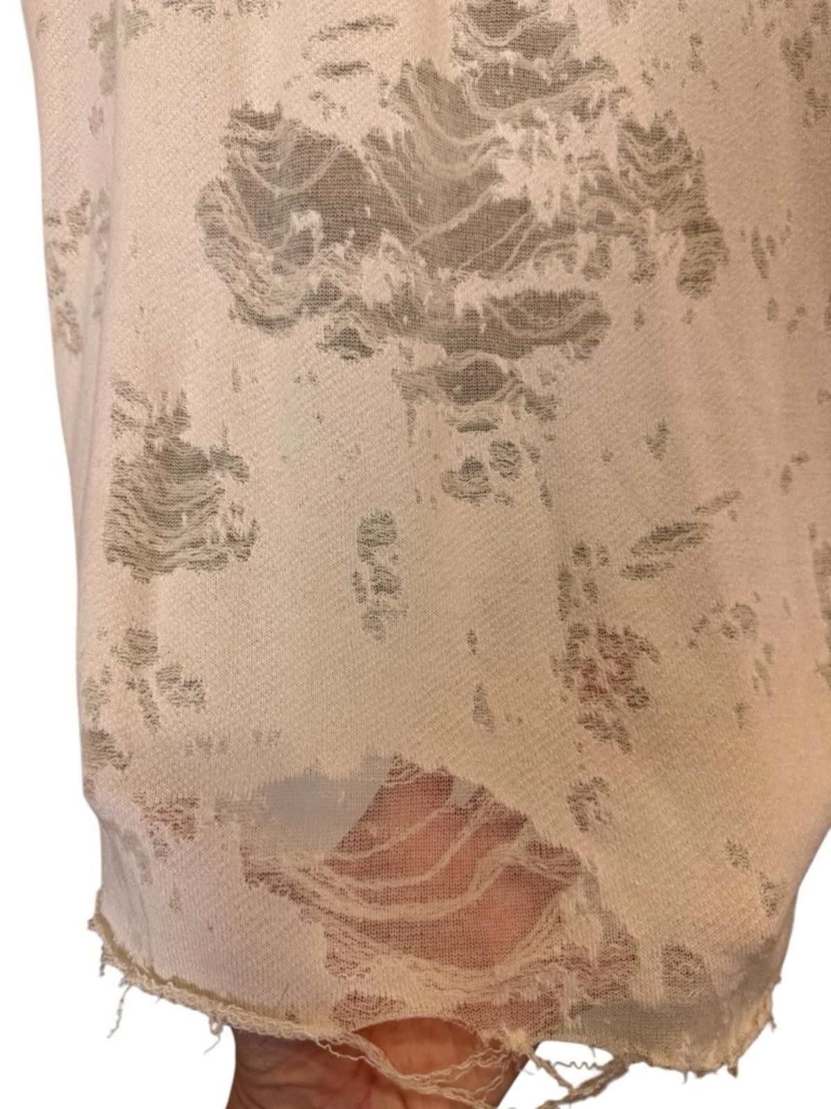 Iro IRO Jeans Women’s Textured Distressed Cream Tee sz S Size S / US 4 / IT 40 - 2 Thumbnail