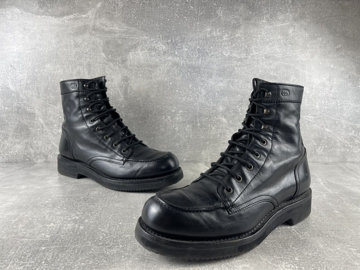 Gucci Gucci Vintage 00s GG Leather Lace Up Combat Boots Black Size US 8.5 / EU 41-42 - 4 Thumbnail