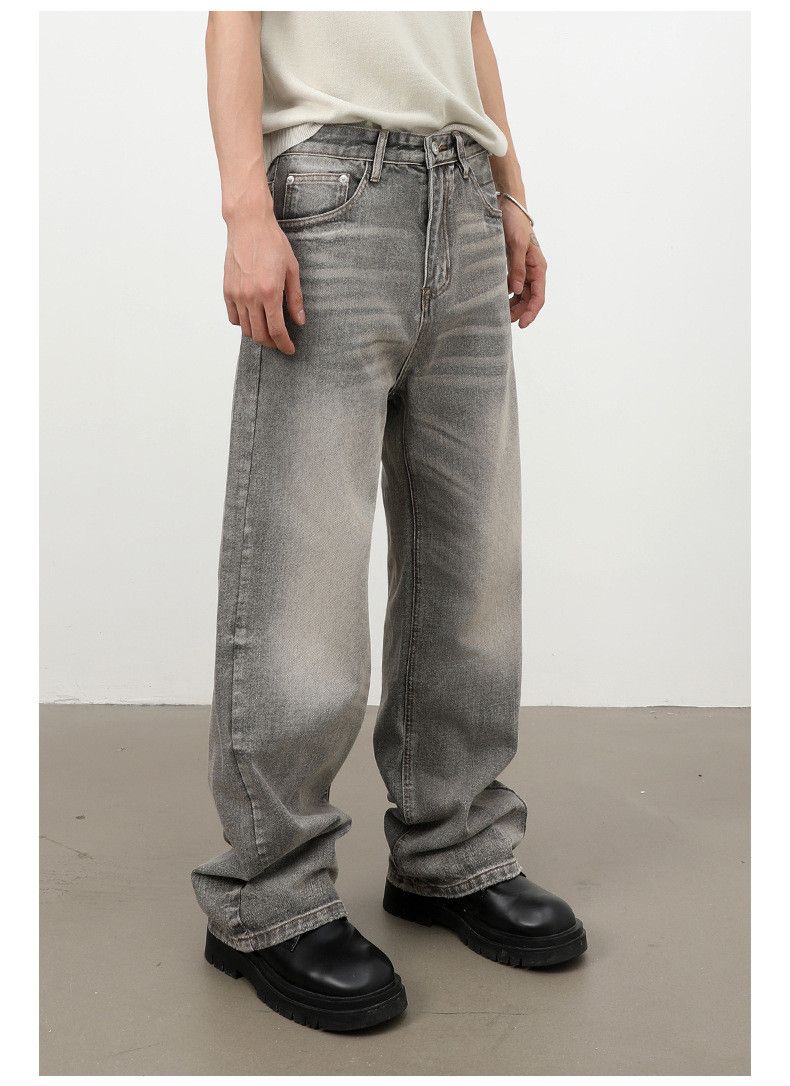Vintage Retro Straight-Leg Whiskered Washed Jeans Size US 32 / EU 48 - 2 Thumbnail