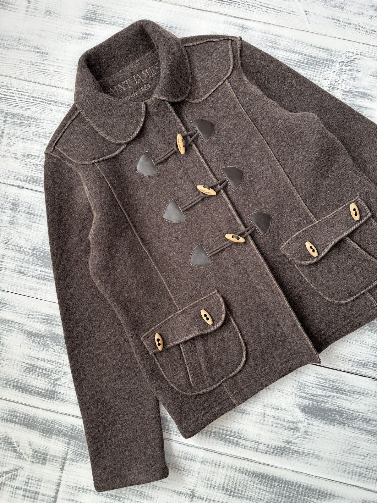 Saint James SAINT JAMES Wool Jacket Duffle Coat Brown Women’s UK 14 Size L / US 10 / IT 46 - 15 Thumbnail