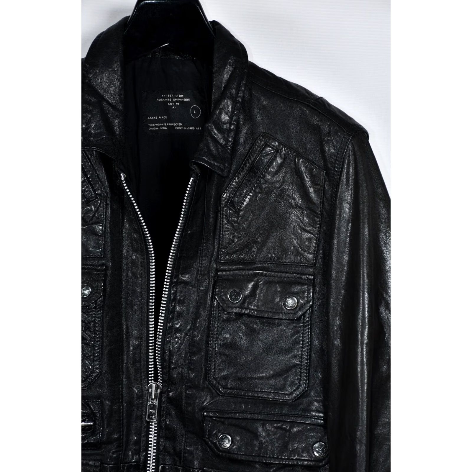 Allsaints AllSaints Habanero Leather Jacket Mens L Black Leather Zip Jacket 2010s Vintage? Size US L / EU 52-54 / 3 - 6 Thumbnail