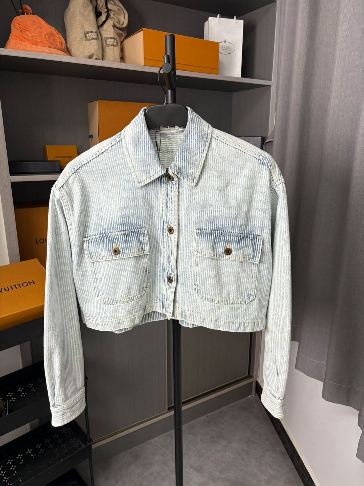 Miu Miu Miu Miu Denim Striped Jacket 38 Women Size S / US 4 / IT 40 - 1 Thumbnail