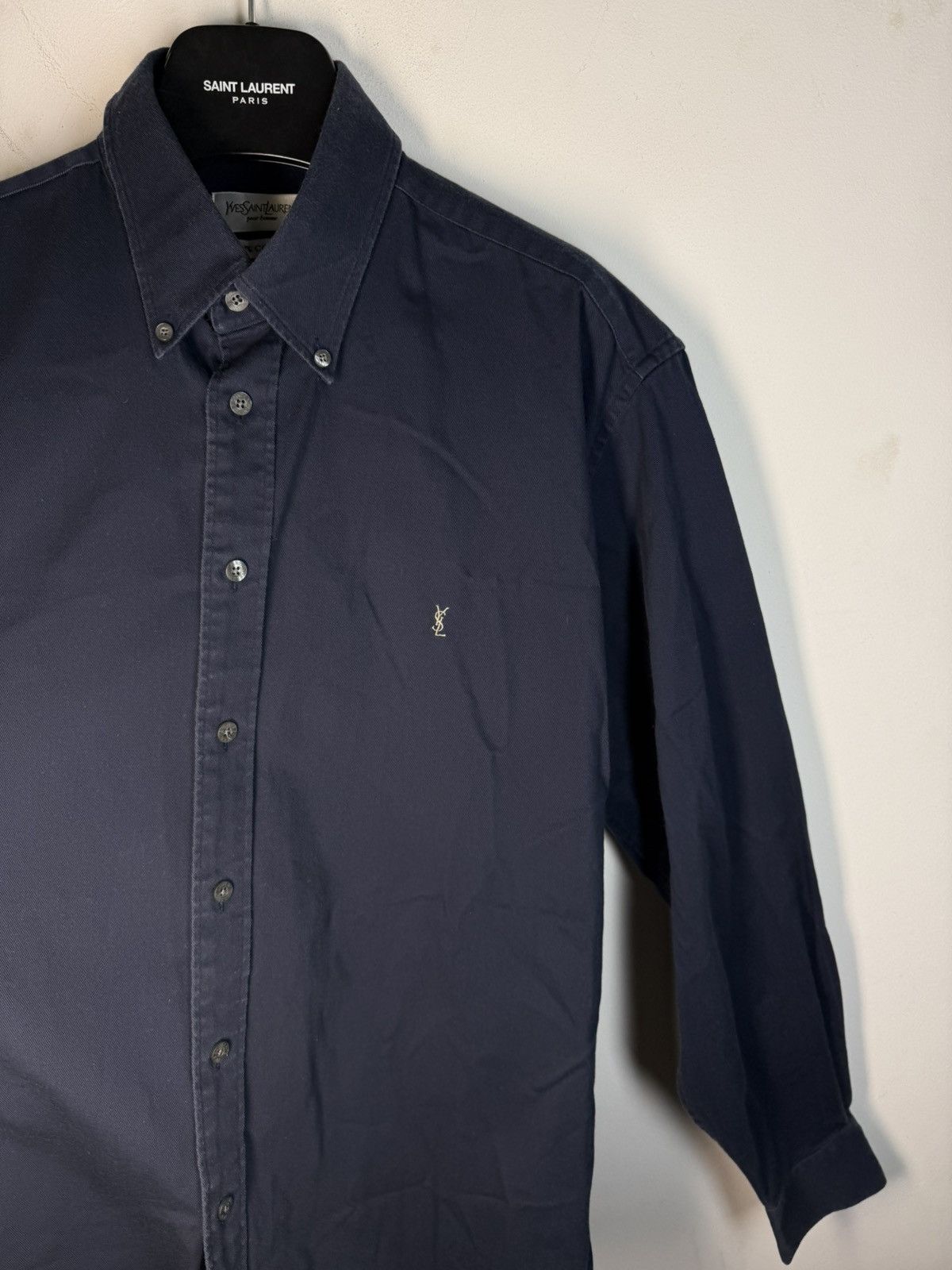 Yves Saint Laurent Heavy YSL Shirt Cotton Navy Size US L / EU 52-54 / 3 - 17 Thumbnail