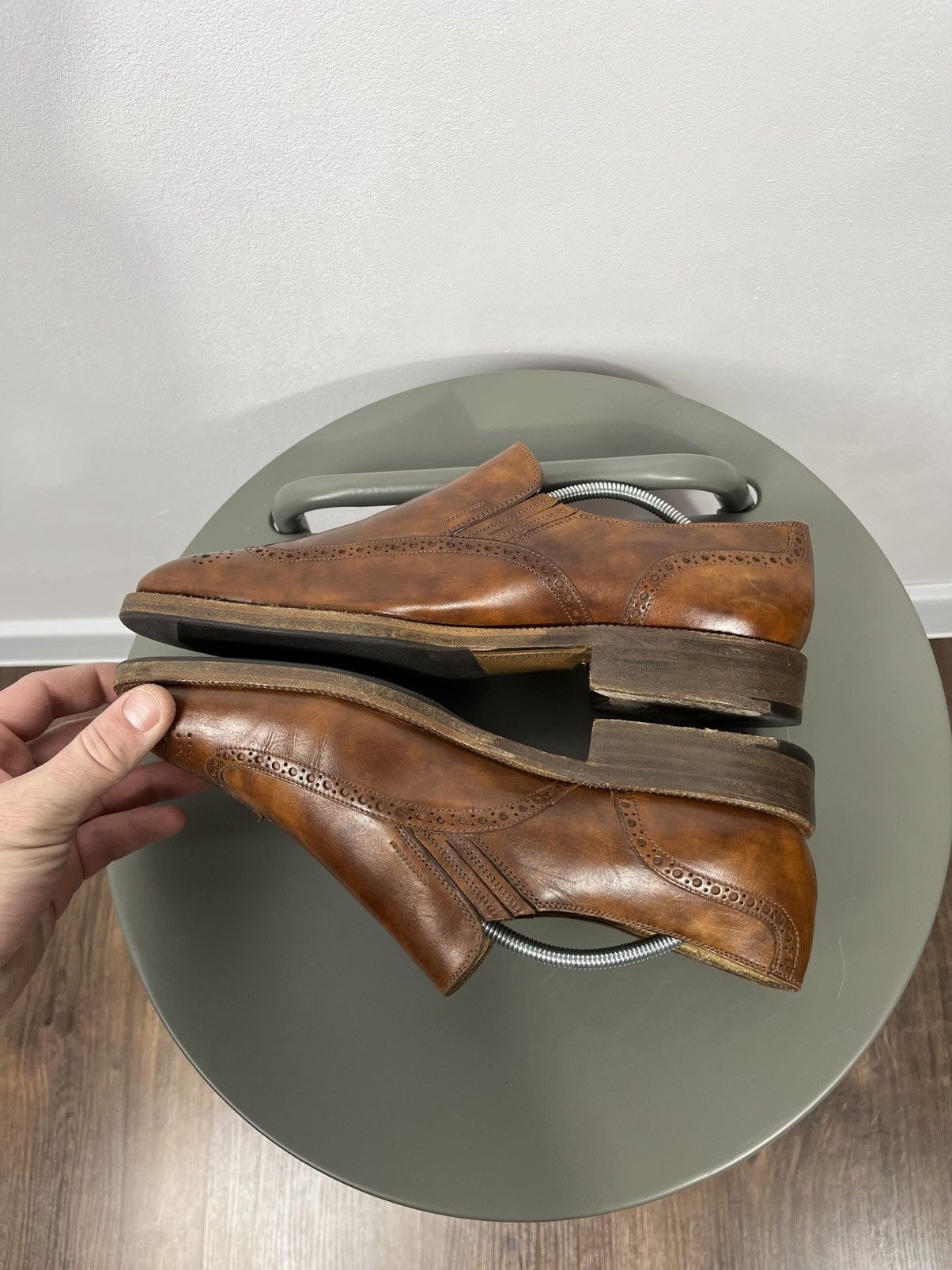 Gravati Gravati Brown Leather Brogue Slip On Dress Shoes US 7 EU 40 Size US 7 / EU 40 - 9 Thumbnail