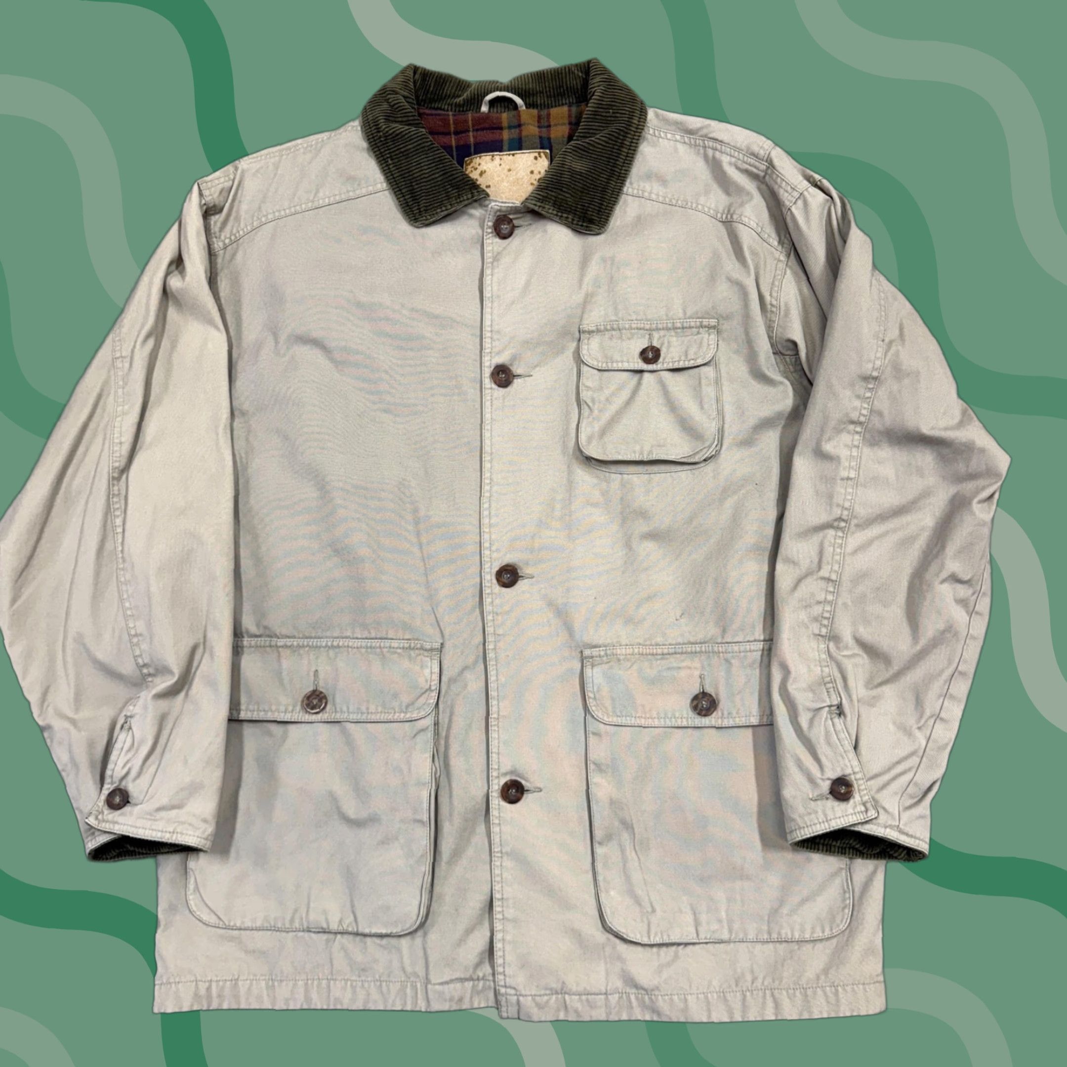 Vintage VINTAGE Barn Coat Jacket Mens Large Tan Corduroy Collar Flannel Lined Canvas Workwear Coat Size US L / EU 52-54 / 3 - 1 Thumbnail