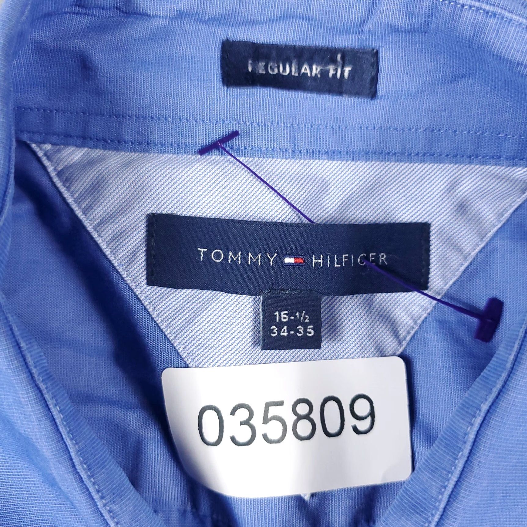 Tommy Hilfiger VINTAGE Tommy Hilfiger Shirt Mens 16.5 Blue Dress Long Sleeve Button Up Collar Dress Shirt Men 16.5 Blue Modern Classic Preppy Size 42R - 7 Thumbnail