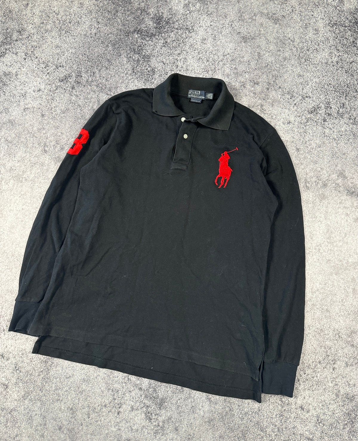 Pre-owned Polo Ralph Lauren X Vintage Polo Ralph Laurent Rugby Long Sleeve Polo Streetwear In Black
