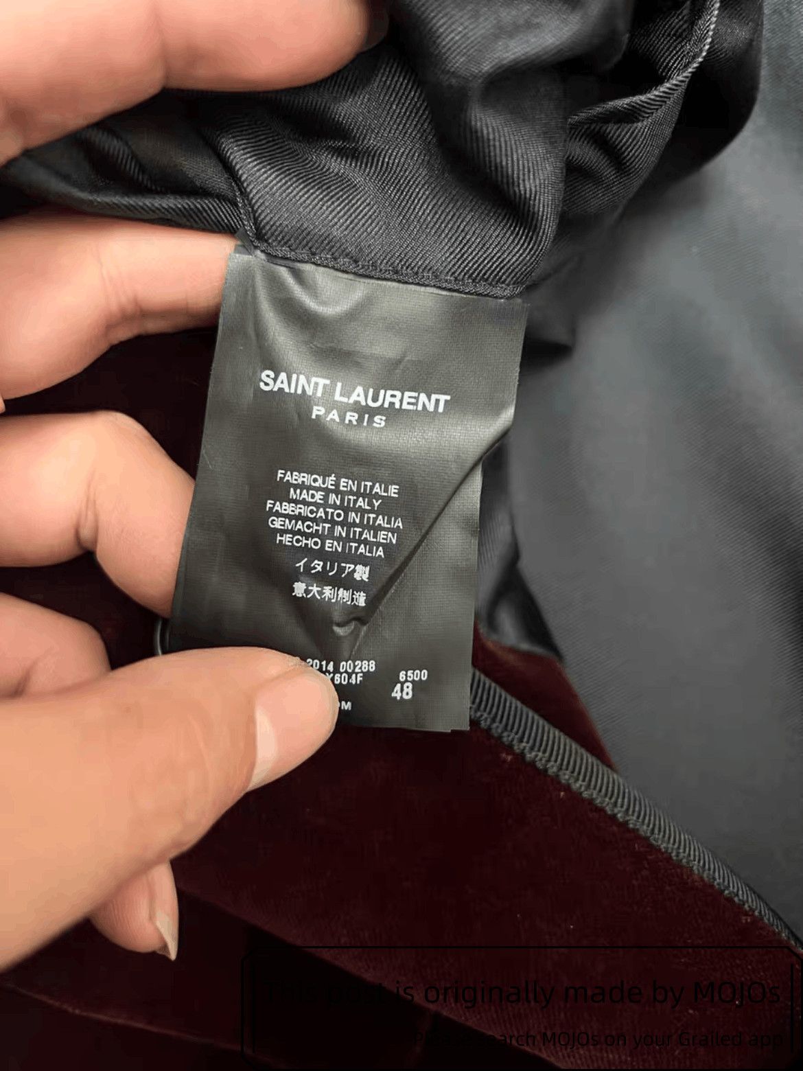 Saint Laurent Paris Sz 48 Saint Laurent Paris 14AW Wine Velvet Jacket mojos1144 Size US M / EU 48-50 / 2 - 5 Thumbnail
